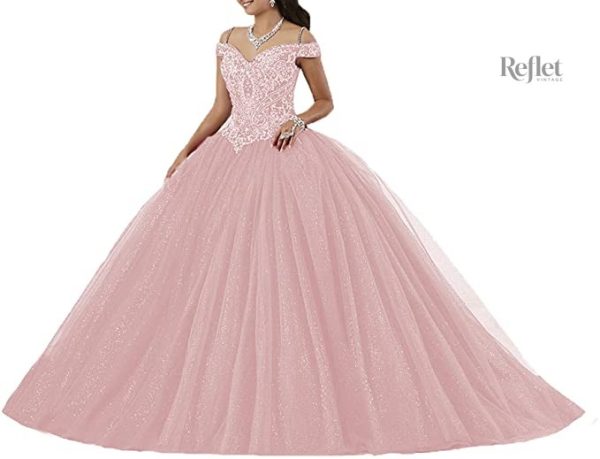 Robe de fiancée rose clair style princesse