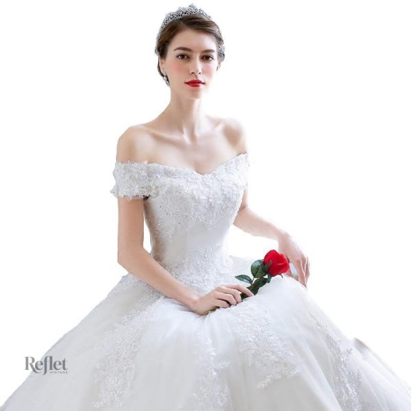 Robe blanche à bustier, style princesse romantique
