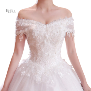 Robe longue mariage bustier avec jupe ample