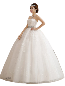Buste ajusté, jupe évasée, robe de mariée princesses
