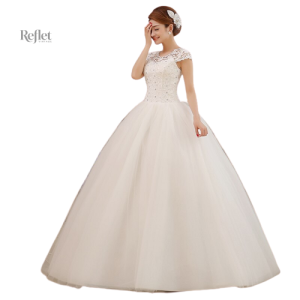 Vêtements de mariage princesse, robe à manches courtes