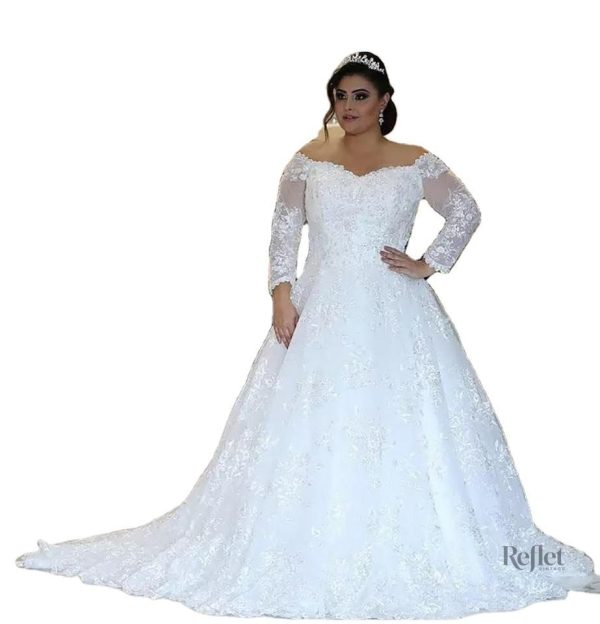 robe-de-mariee-manches-longues-dentelle-princesse-1 Robe de mariée princesses manches longues en dentelle