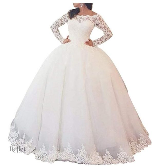 Robe de mariée style princesse, manches raffinées