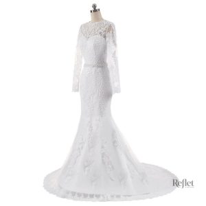 Robe de mariée à manches longues, look romantique