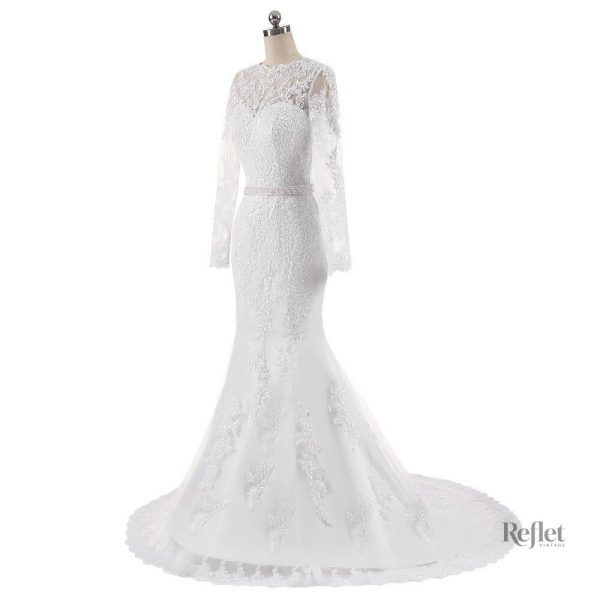 Robe de mariée à manches longues, look romantique