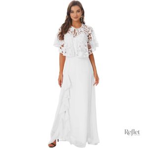 Robe de mariée princesse avec volant sur les épaules