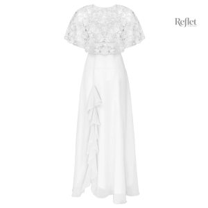 Robe de mariée évasée avec détails volantés