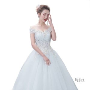 Robe de mariée princesse blanc cassé élégante