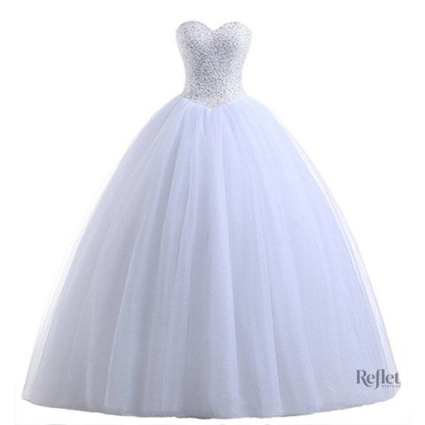 Robe de mariée bleu clair avec jupe évasée