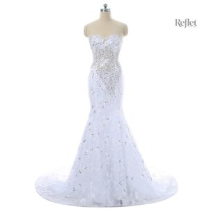 Robe de mariée princesse bleu et blanc