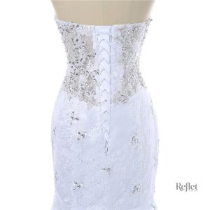 Robe de mariée style princesse, bleu et blanc