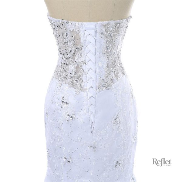 Robe de mariée style princesse, bleu et blanc