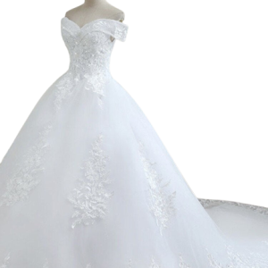 Robe de mariée avec jupe bouffante et décolleté dos nu