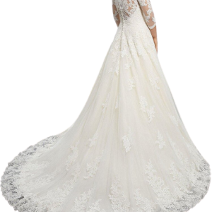 Robe de mariée princesses, dentelle raffinée et manches délicates