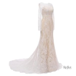 Robe de mariée princesse en dentelle à manches