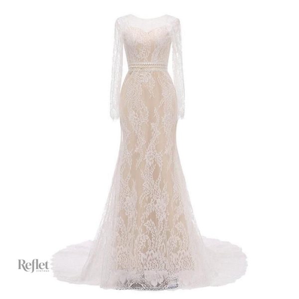 Robe de mariée style princesse avec manches en dentelle