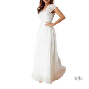 Robe de mariée en soie, design classique et silhouette majestueuse