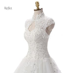 Robe blanche à volants, style princesse, dos lacé