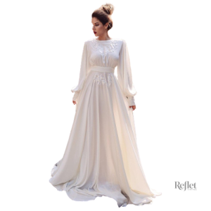 Détails raffinés d'une robe de mariée des années folles