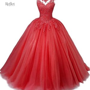 Robe de mariée rouge princesse pour filles