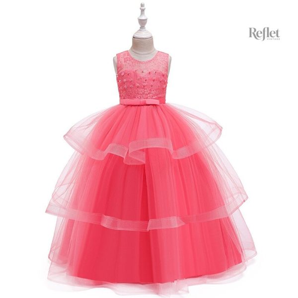 Robe de Noël fille avec bretelles et dentelle