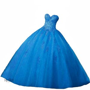 Robe de princesse bleue en dentelle