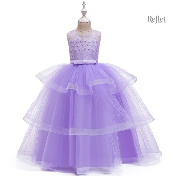 Robe en satin bleu pour fillette
