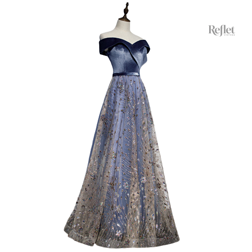 robe-de-princesse-femme-bleu-1 Robe de princesse femme bleue élégante