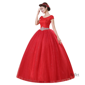 Robe de princesse femme rouge élégante
