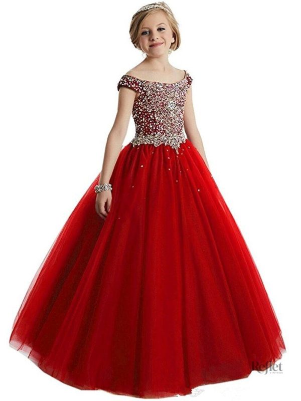 Robe de fête rouge pour petite fille