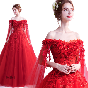 Robe femme style princesse en rouge vif