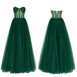 Robe féminine style princesse avec teinte verte raffinée