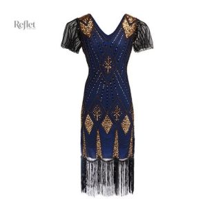 Robe vintage années 20 à franges élégantes et raffinées