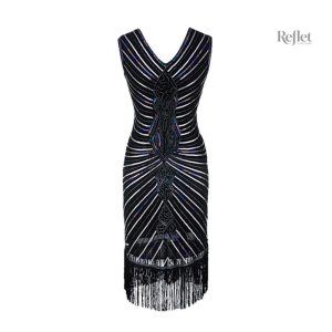 Robe de soirée charleston avec franges et paillettes