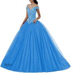 Robe de soirée princesse bleu ciel élégante et raffinée