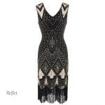 Robe soirée élégante années 20, style vintage chic
