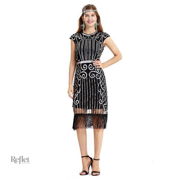 Élégante robe soirée vintage, esprit des années 20