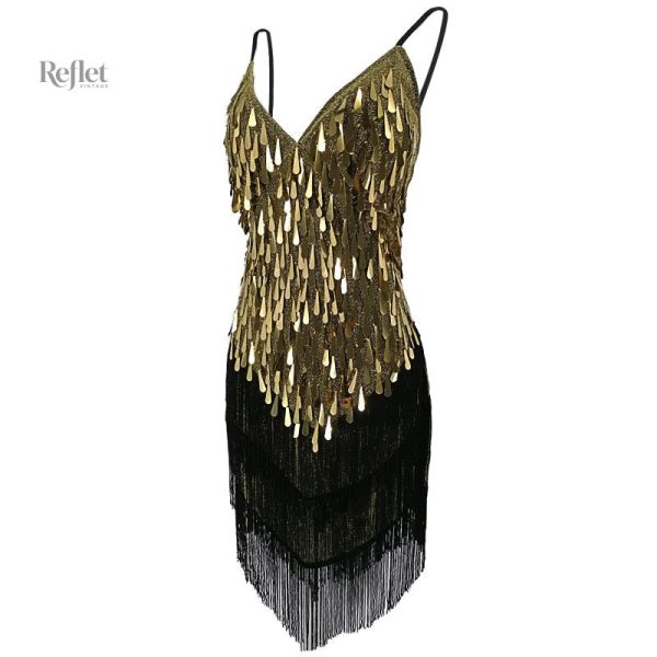 Robe 20s élégante avec décolleté plongeant