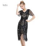 Élégante robe noire style années 20 en dentelle