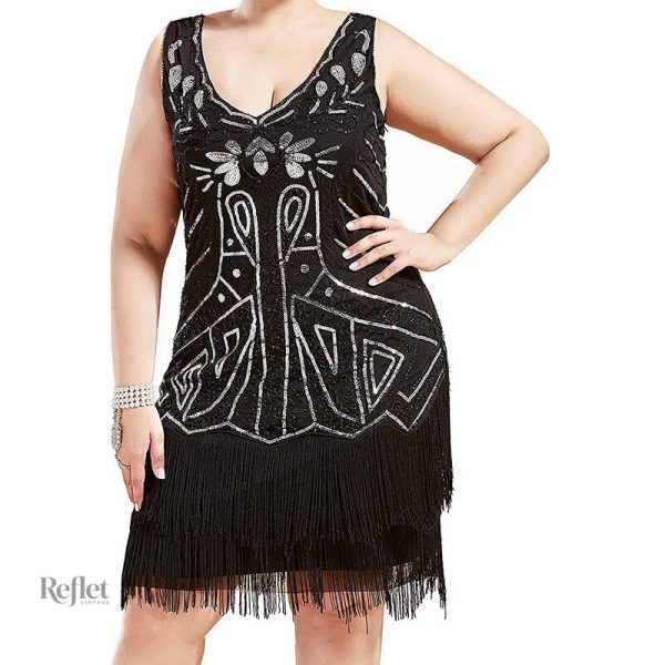 Robe vintage années 20, élégante pour silhouettes rondes