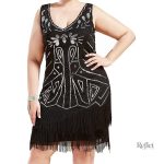Robe à motifs des années 20, parfaite pour silhouettes voluptueuses