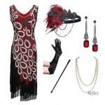 Robe rouge style années 20 avec franges