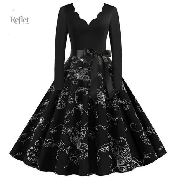 Robe rétro années 60 à manches courtes