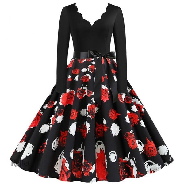 Robe années 60 avec col rond