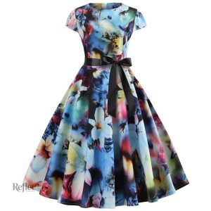 Robe du soir fleuri année 50