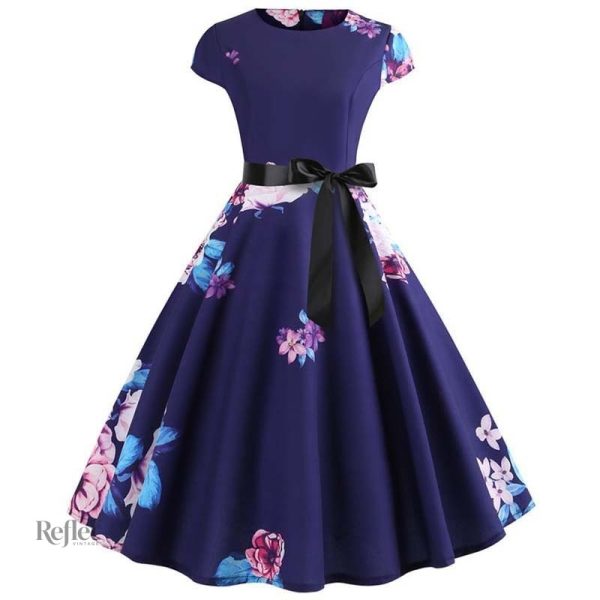 Robe festive fleuri années 50, look chic