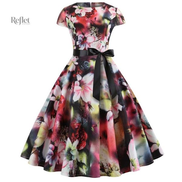 Robe soirée rétro avec des fleurs
