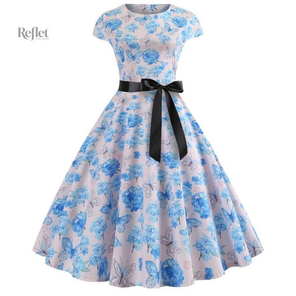Robe féminine années 50 à fleurs