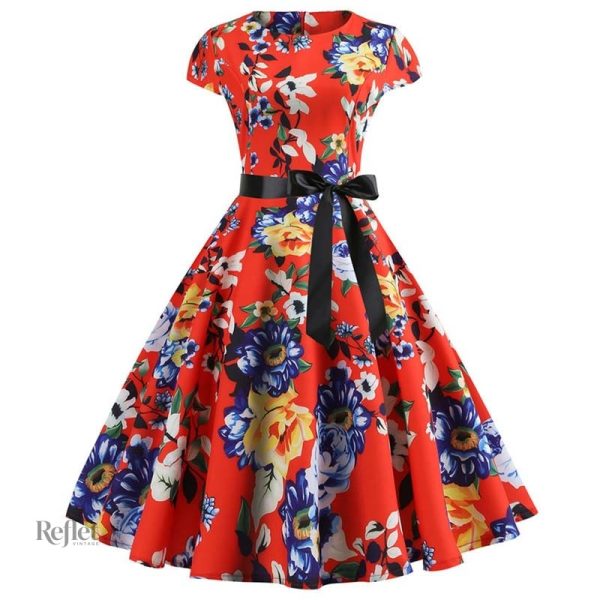 Robe du soir fleuri année 50 - vue 3