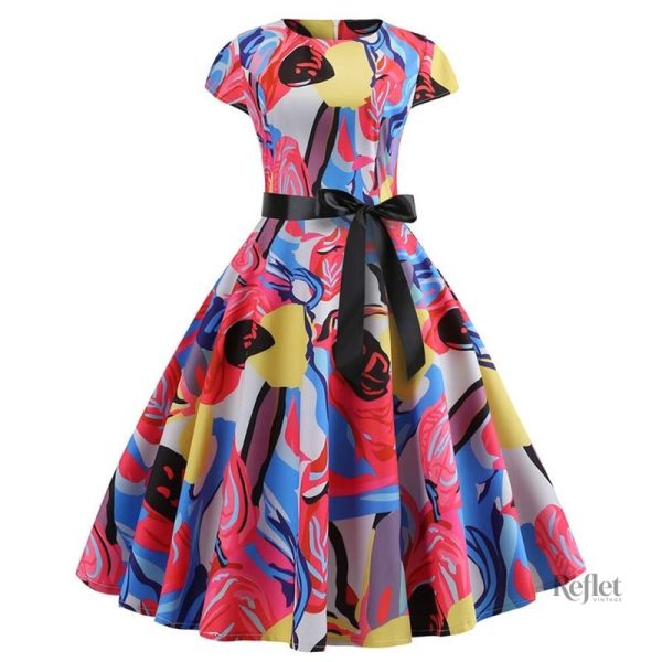 Robe femme vintage années 50 fleuri